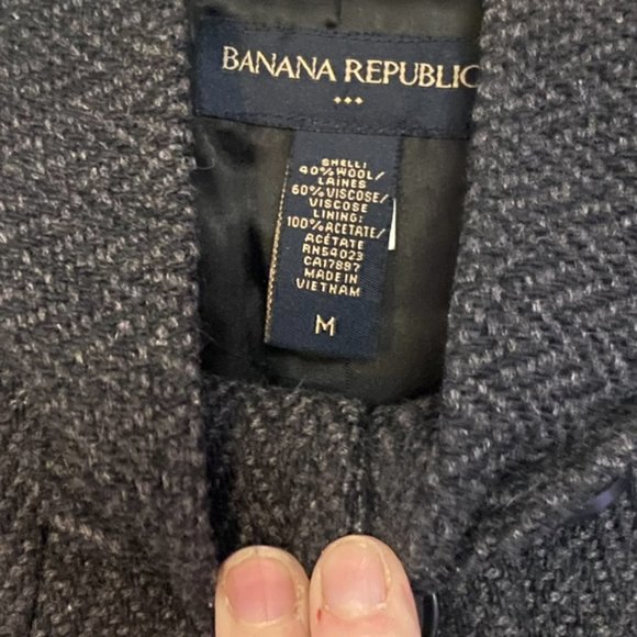 Banana Republic Military Style Cropped Jacket Gray Herringbone Mock Collar  EUC - Picture 3 of 15